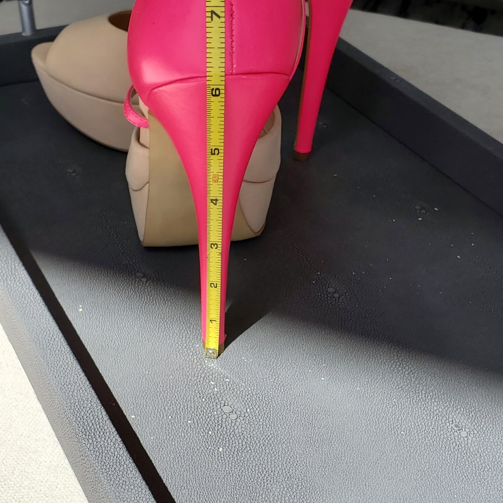 Steve Madden Hot Pink and Nude Strappy Platform Heels - Picture 8 of 11